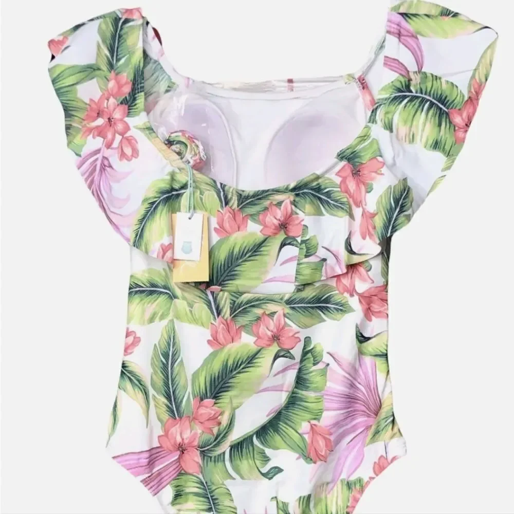 Women's Off Shoulder Flounce High Coverage One Piece Swimsuit - Kona Sol